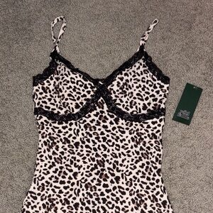 Animal Print Lace Trim Dress